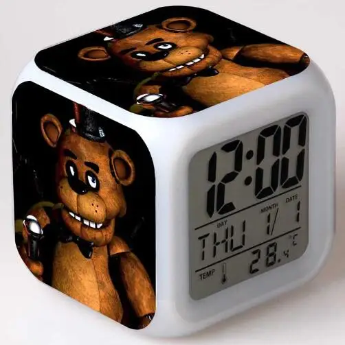 3 Five Nights At Freddy's 7 цветов светодиодный Будильник FNAF Bonnie Foxy Freddy Fazbear часы с дизайном «Медведь» ночные световые часы игрушки - Цвет: 3