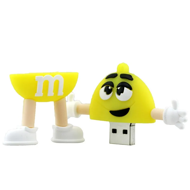 Милый мультяшный usb-накопитель M& M Rainbow Bean, 4 ГБ, 8 ГБ, 16 ГБ, 32 ГБ, 64 ГБ, флеш-накопитель USB 2,0, флеш-карта памяти, 6 цветов на выбор