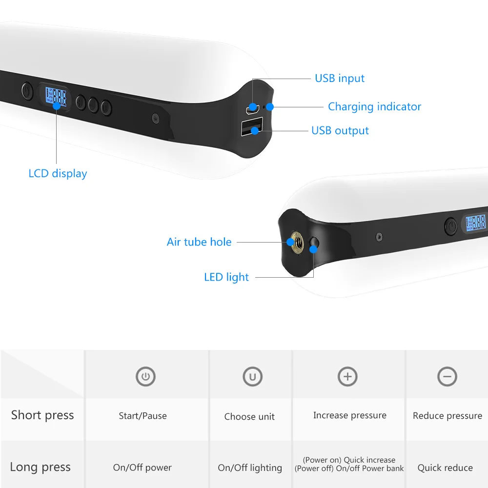 Велосипедный насос с воздушным давлением аккумуляторный внешним аккумулятором