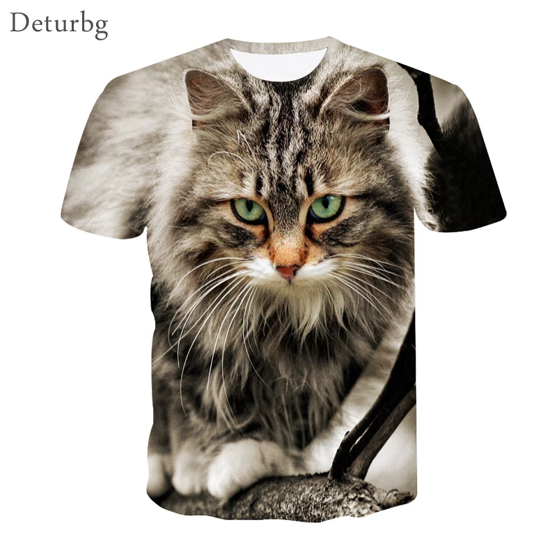 Мужская футболка с 3D принтом в виде милого кота мужская повседневная Уличная