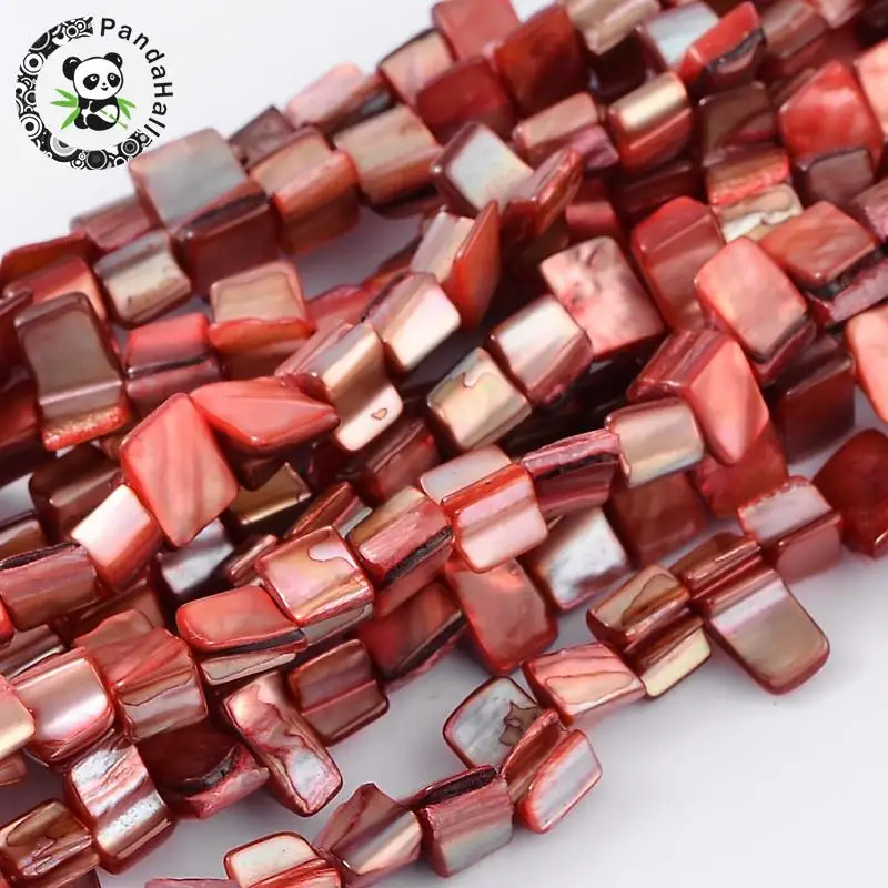 

Shell Beads Strands, Dyed, Red, about 8mm long, 8mm wide, 5mm thick, hole: 1mm, 40pcs/strand, 16"