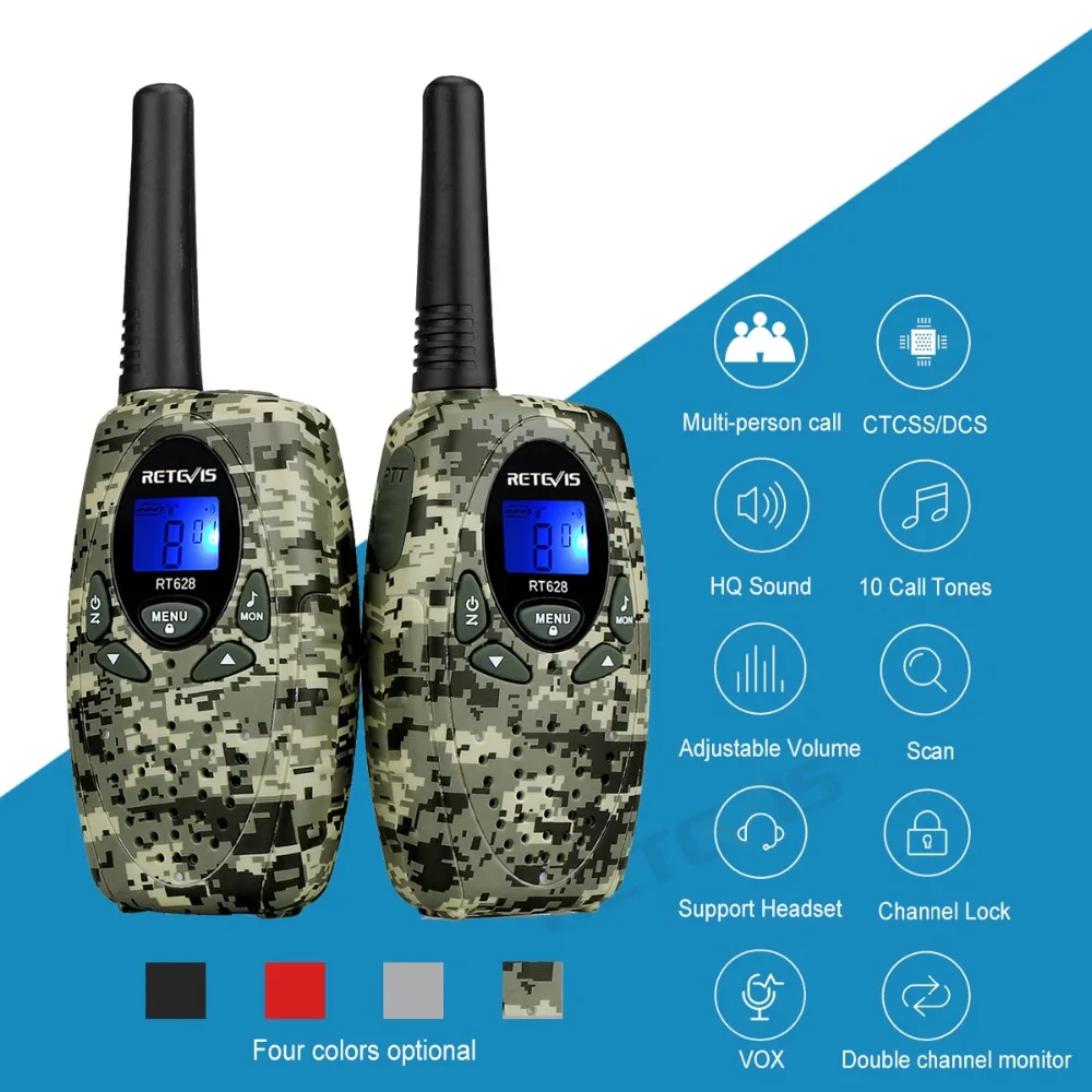 4 цвета Retevis RT628 мини рация 2 шт. для детей + 1Pin гарнитура 0 5 Вт PMR детская