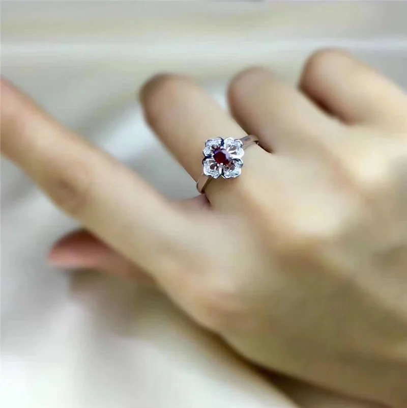 Trendy Natural Burma ruby Rings for Women Party Engagement 0.45Ct heated Genuine gemstones Fine jewelry 925 Sterling Silver #490 | Украшения