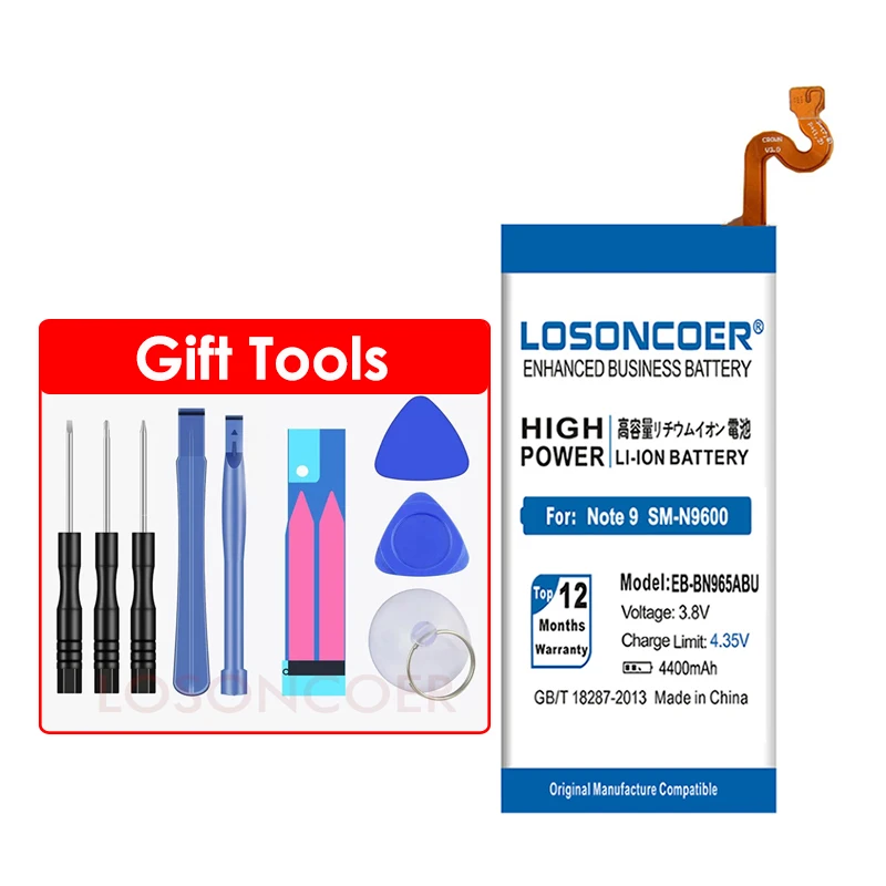 Losoncoer 4400 мА/ч, EB-BN965ABU для samsung Galaxy Note9 Note 9 N9600 SM-N9600 N960U SM-N960F SM-N965F мобильного телефона Батарея