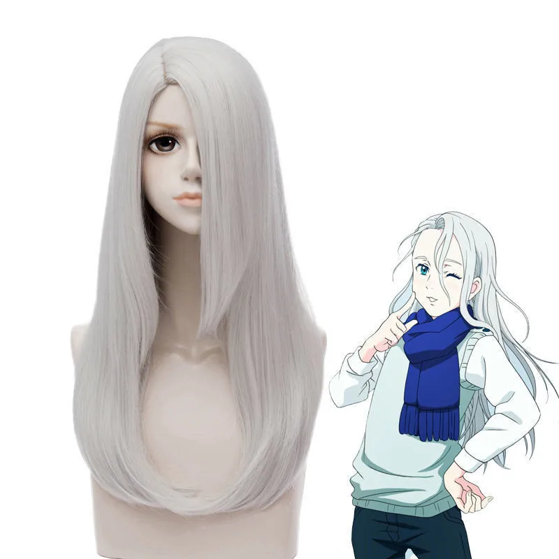 

Аниме Юри! On ICE Viktor Nikiforov косплей парик серебристо-серый длинный боковой разделение синтетические волосы + парик шапочка