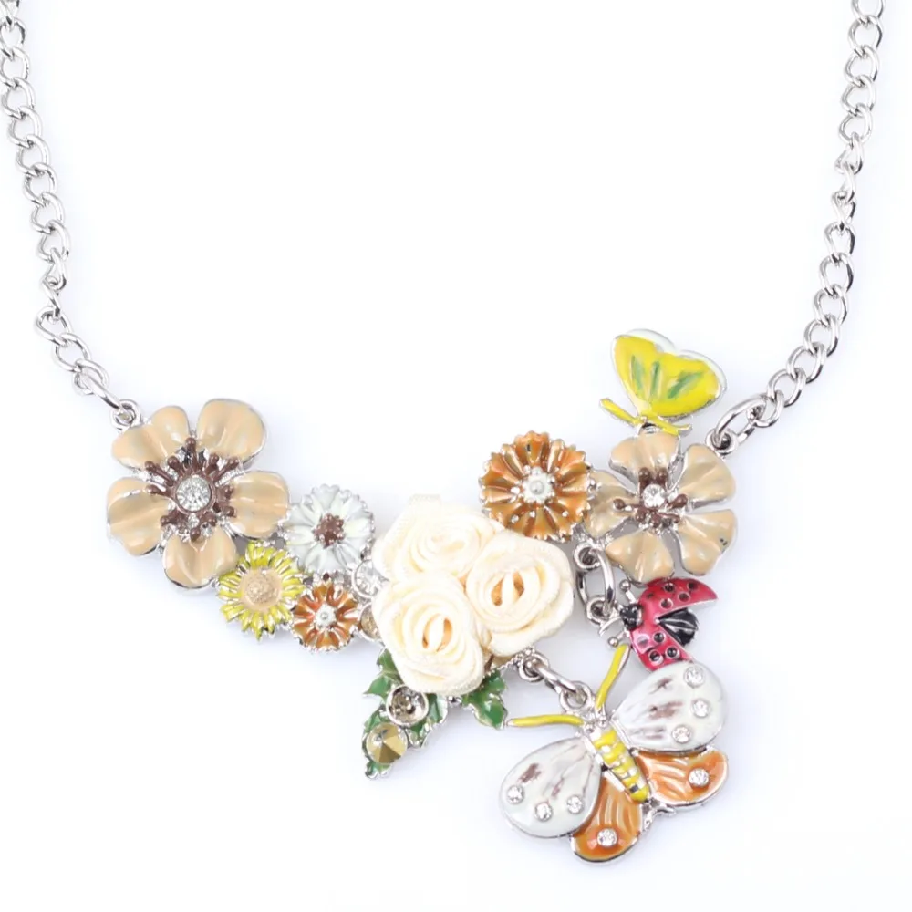 Женское Ожерелье Bonsny длинная цепь из сплава с цветами и эмалью новинка 2016|jewelry for