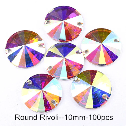 10mm-100pcs 9 размеров, 100 шт, лучшее качество, стразы из смолы, стразы с плоской задней стороной, стразы с отверстиями для одежды B0945 - Цвет: 10mm-100pcs