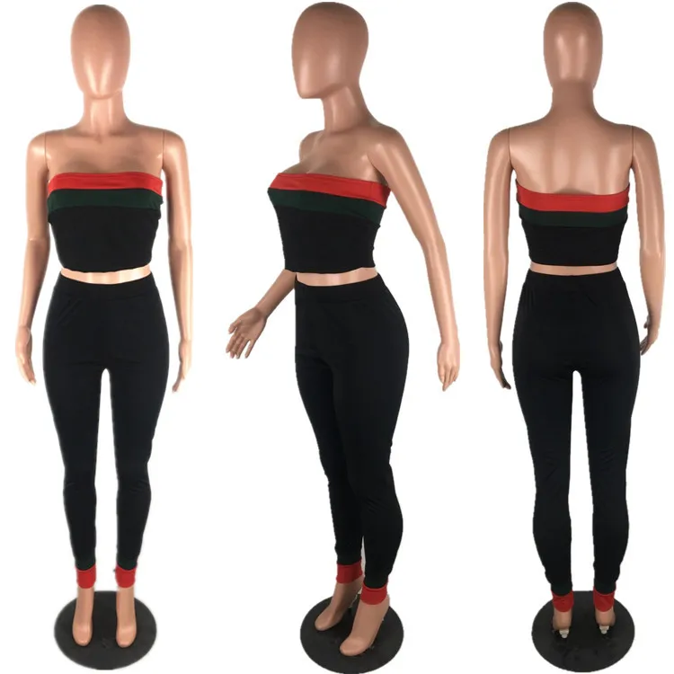 Red and Green striped women 3 Piece Sets Autumn Winter Tube Top + Long Cloak Pants Suits Casual 3piece Clothing 3XL | Женская одежда