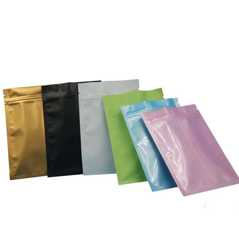 Pink/Gold/Green/black color Metallic Mylar ziplock bags flat bottom Black Aluminum foil small zip lock plastic bags 1000pcs/ lot