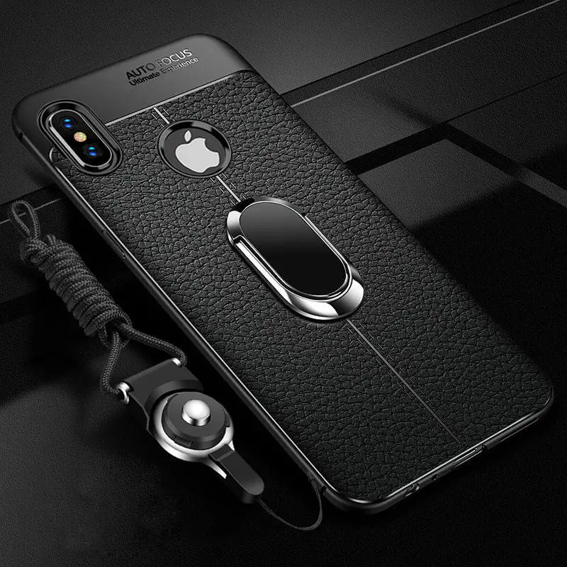 Черный Soft Silicone Back cover for iPhone 11 X XR XS Max Pro With Magnetic Car Holder Case for iPhone 11 7 8 6 6S Plus 5 5S SE phone - Цвет: Черный