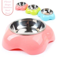 jcpal flower shaped plastic stainless steel combo dog bowl eco friendly dog feeder dog food container drinking water fountain