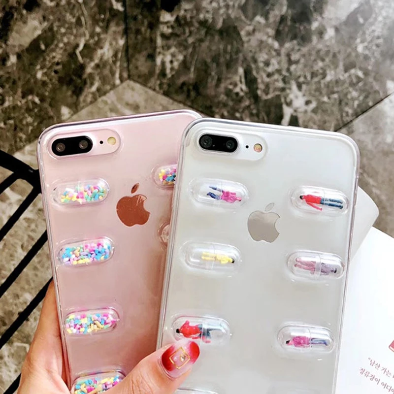 WOTP 3D мультяшная Капсульная кукла чехол для телефона iphone X модный прозрачный ТПУ