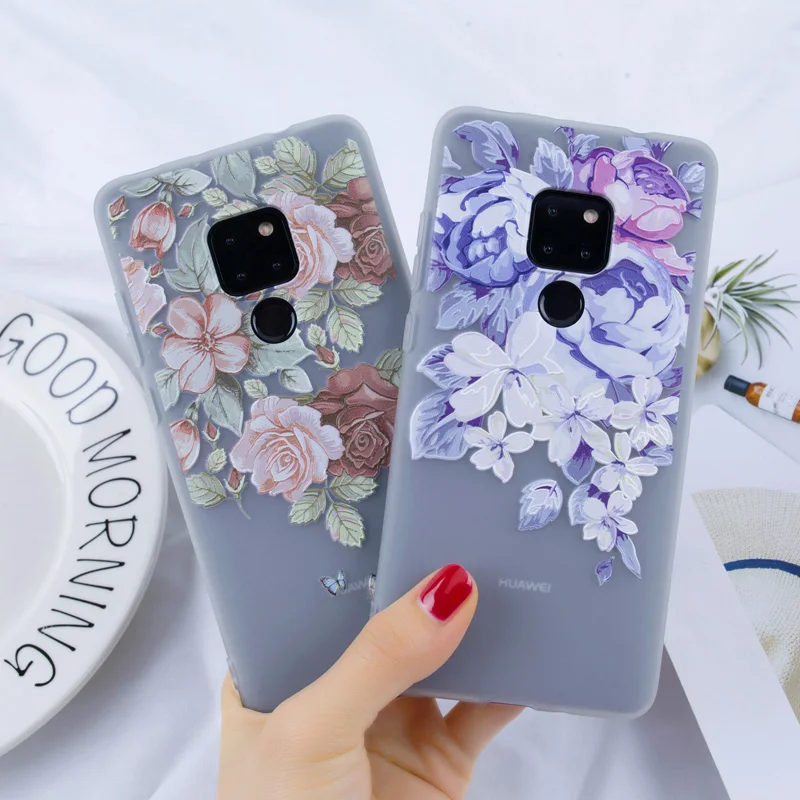 Милый цветочный чехол для huawei P10 Lite P20 Pro Коврики 20 матовый Силиконовый рисунком
