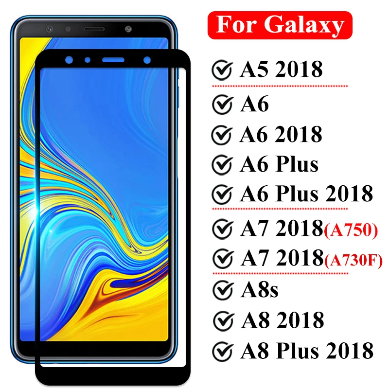 Защитное стекло для Samsung Galaxy A7 2018 A8 A6 Plus A5 A8s A730 закаленное экрана A 7 8 6 | Мобильные