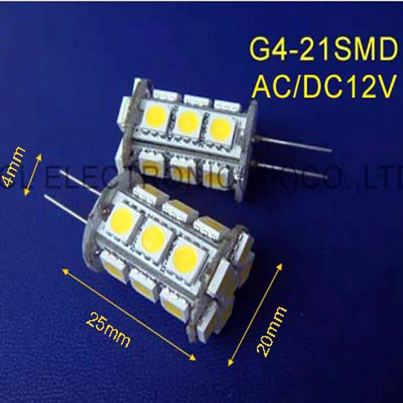 

Высокое качество 5050 3 чипа 21 шт LED AC/DC12V G4 лампы (Бесплатная доставка 100 шт./лот)
