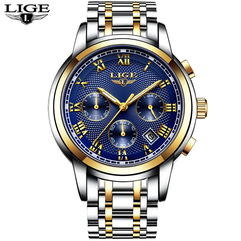 

2018 New Watches Men Luxury Brand LIGE Chronograph Men Sports Watches Waterproof Full Steel Quartz Men's Watch Relogio Masculino