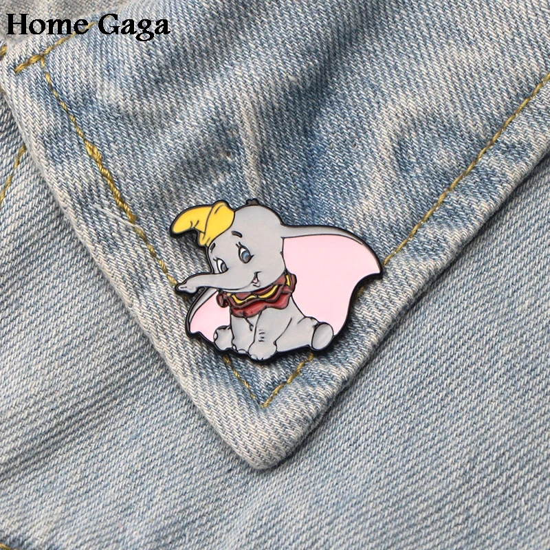 Homegaga Дамбо Слоны цинк галстук мультфильм булавки броши для рюкзака, одежды для мужчин и женщин шляпа Декоративные значки медали D0761