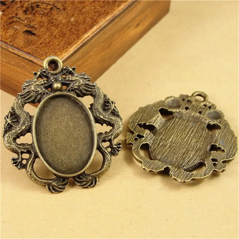 

10PCS To fit 40*30mm oval cabochon antique bronze vintage alloy pendant blank tray settings hm810