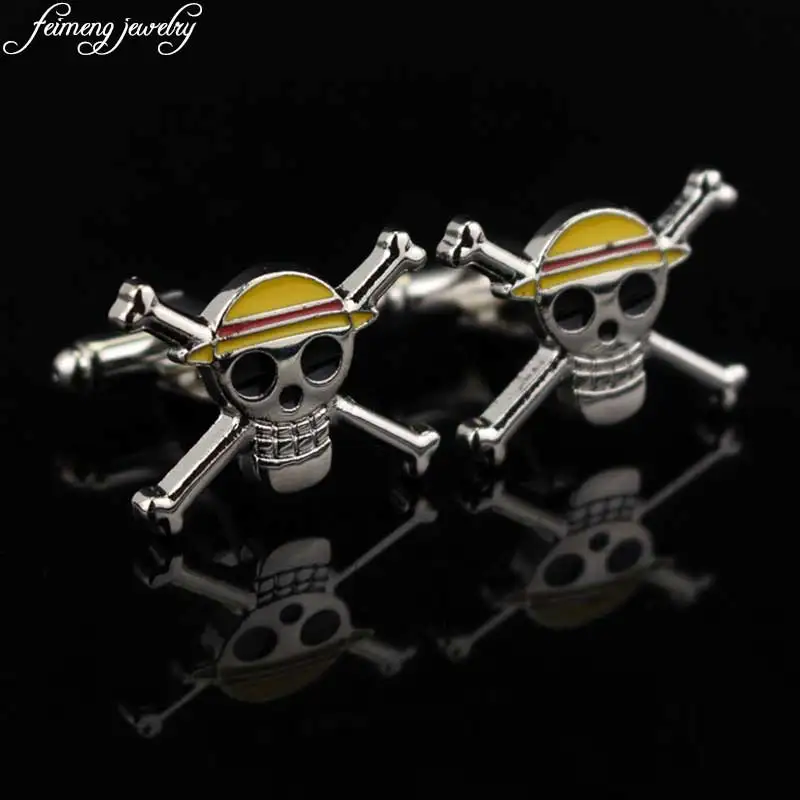 Запонки мужские пиратский череп соломенная шляпа с логотипом аниме