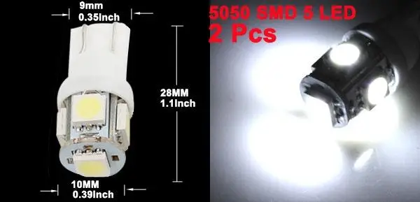 2 шт. автомобильный 12 В Белый 5050 T10 5 СВЕТОДИОД SMD Датчик боковой габаритный фонарь