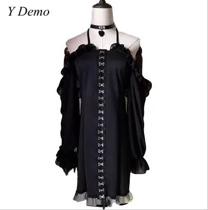 Y Demo готическое сексуальное шифоновое платье для женщин без бретелек с длинным
