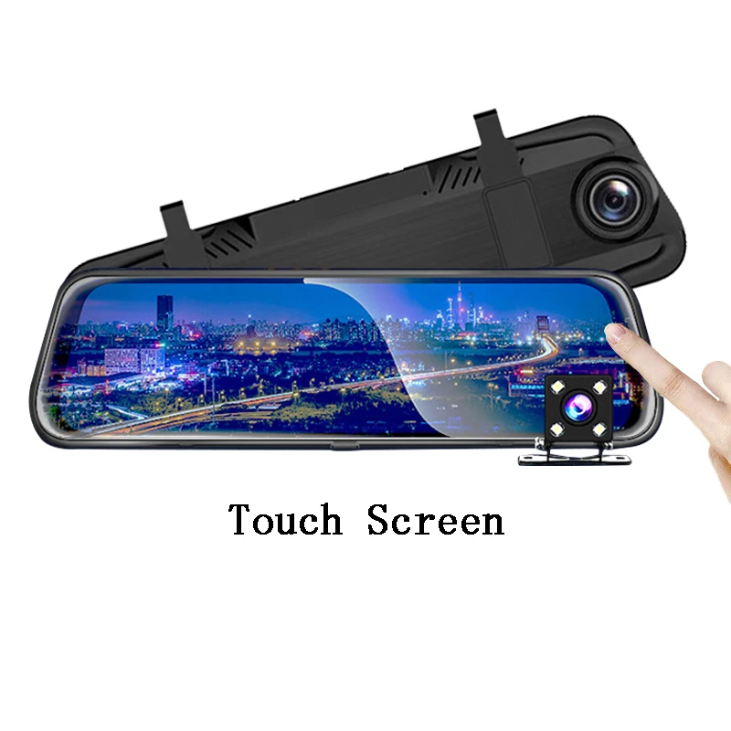 Автомобильная DVR камера с двойным объективом 10 дюймов Full HD 1080P зеркало заднего