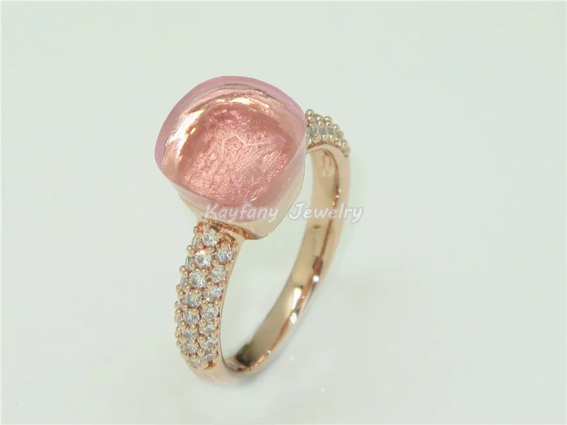 

2021 Top Quality Charming Brand Zirconia and Pale Pink Crystal Rose Gold Rings For Friends Gift
