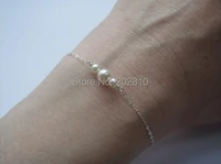 fashion bohemia elegant style beautifully simple white pearl braceletsfine quanlity pearl thin link chain bracelet gold color