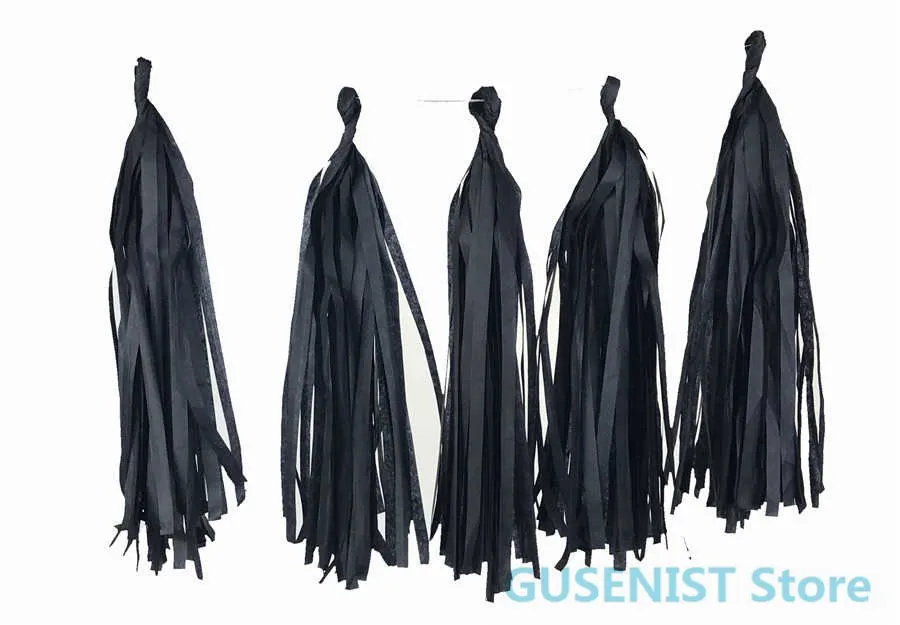 LS18.Black 5 шт./партия 14 дюймов тканевая Бумажная гирлянда цветок для дня рождения Свадебная вечеринка для украшения детского душа Висячие ремесленные принадлежности - Цвет: LS18.Black