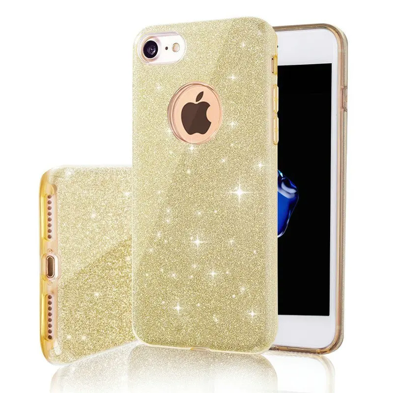 Gold 3 слоя стойкий к падениям, сделан из блеск Чехол для iphone XR XS MAX X 6 7 6S плюс 8 SE 5 5S полный корпус противоударный чехол-Броня из ПК+ ТПУ защитный чехол - Цвет: Gold