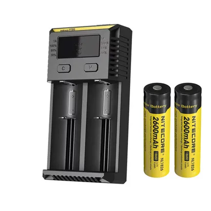 I2 2 x NL1826 NITECORE I2 зарядное устройство+ NITECORE батареи 3500mAh 3200mAh 2600mAh 2300mAh 14500 NL147 NL166 RCR123 литий-ионный аккумулятор - Цвет: I2 2 x NL1826