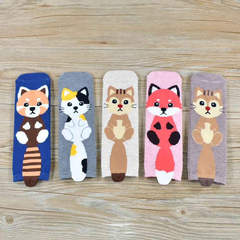 5 pairs of socks Женские носки,, новые носки для девушек, мультяшный мопс, милый рисунок, хлопок, подарок, забавные Женские носочки - Цвет: 5 pairs of socks
