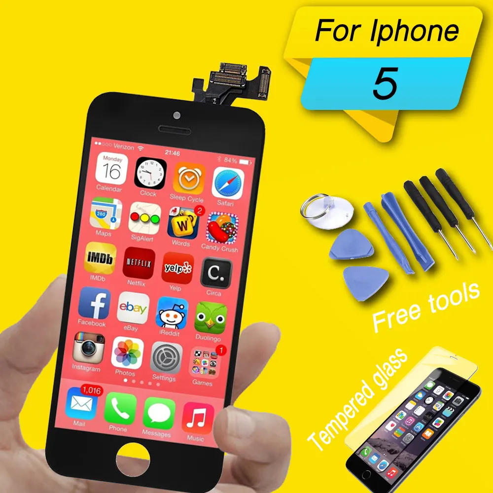 Высококачественный ЖК дисплей для iphone 5 дигитайзер экран в сборе 5c 5S сенсорный