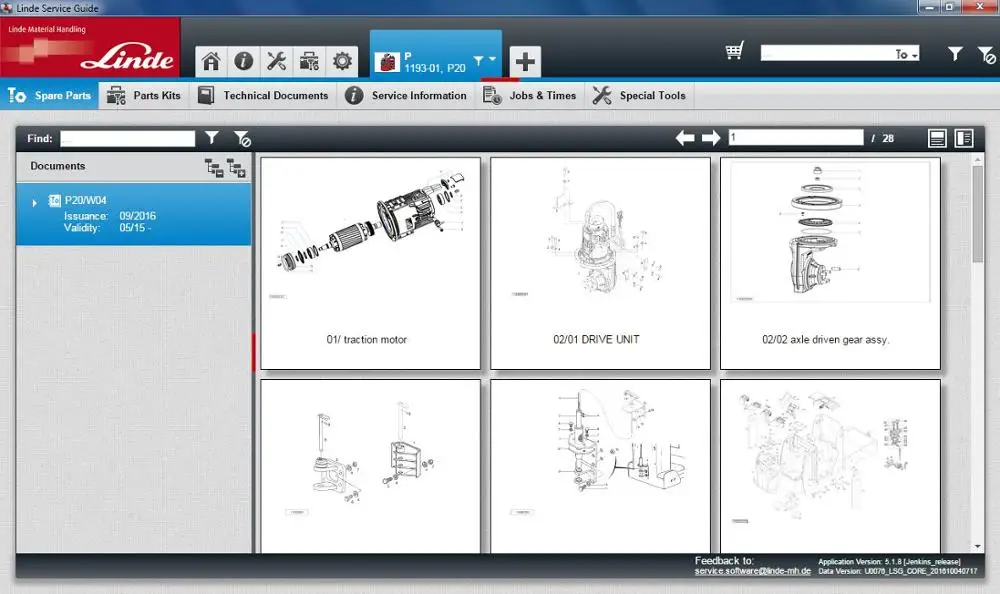 Руководство по обслуживанию Linde 2016 года версии LSG включает в себя каталог деталей