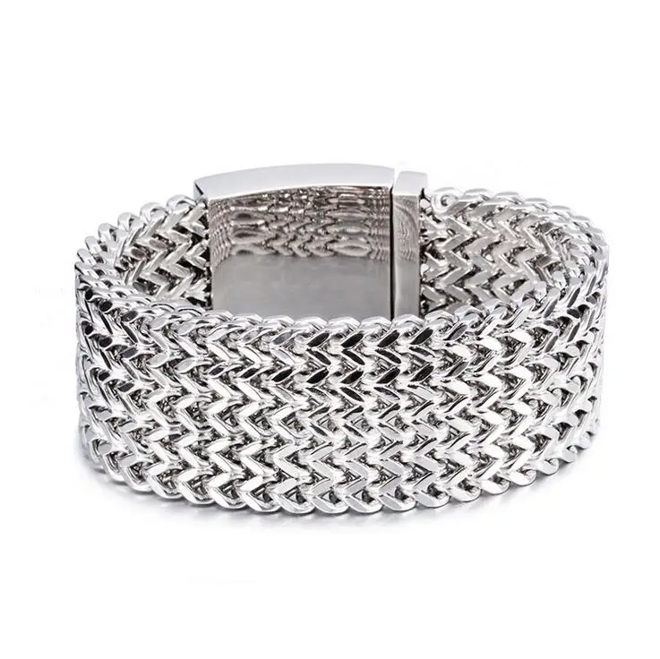 30MM Wide Heavy Punk Rock Men Link Mesh Bracelet Jewelry Boys Hiphop 316L Titanium Stainless Steel Biker Bracelets Men's Bangle |