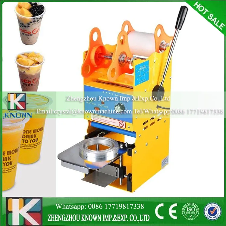 Новая модель 220 В полуавтоматическая машина для запечатывания стаканчиков