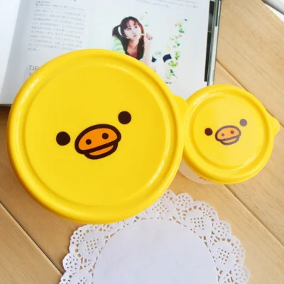 Yellow Duckling Японский стиль, высокая емкость, два комплекта, Rilakkuma, коробки для еды, баночки для хранения продуктов, Детские герметичные ящики для хранения, милые коробки для закусок - Цвет: Yellow Duckling