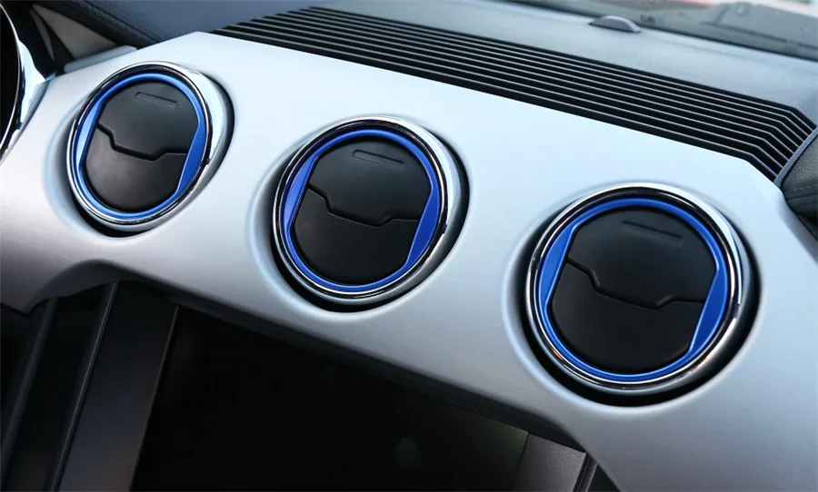 YAQUICKA 3Pcs Car Interior Dashboard Central Air Conditioner Vent Ring Circle Trim Sticker Sequins For Ford Mustang 2015 2016 | Автомобили