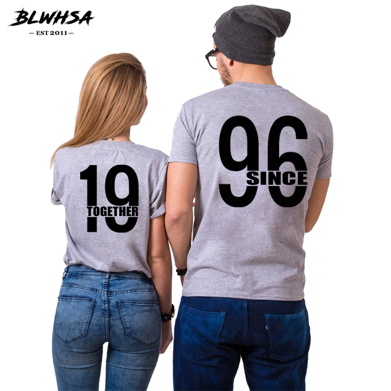 BLWHSA Couple Clothing Since 1996 Together Print T-shirt Man Short Sleeve Commemorative Women For Lovers Tops Tees | Мужская одежда