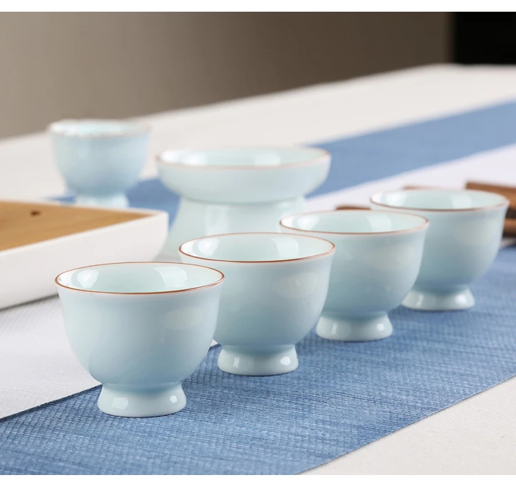 Jia-gui luo ru kiln керамический чайник чашка фарфор портативный дорожный набор Китайский с лотком