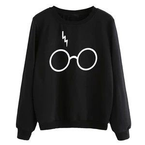 Женский модный спортивный костюм, толстовка с забавными очками, пуловеры с принтом молнии, Harajuku, Осень-зима 2019