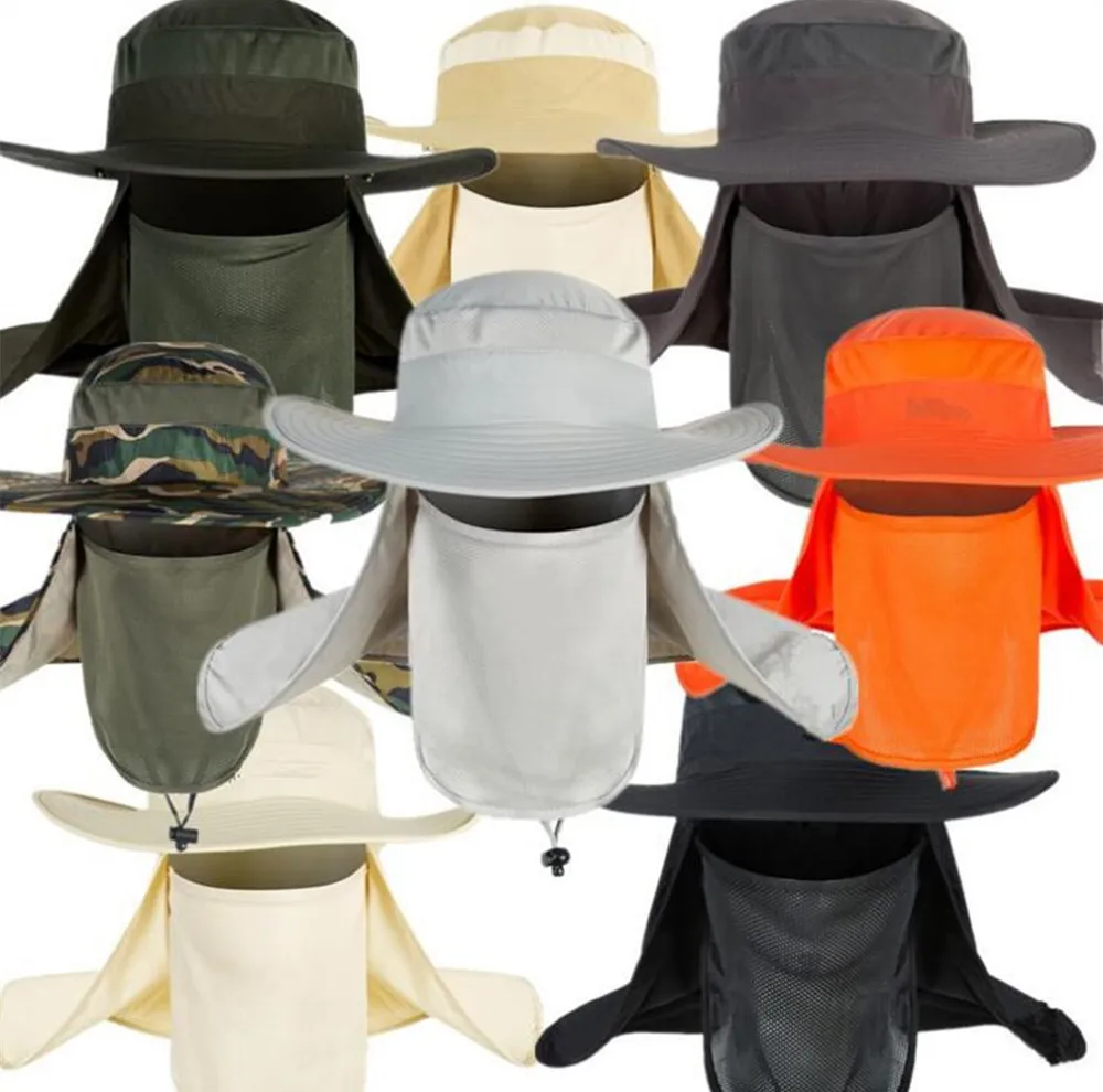 Women Sun Flap Cap Visor Brim Ear Neck Cover adjust 55-63cm Unisex Cycling Men Outdoor Boating Hiking Hat Mens Bucket hat | Аксессуары