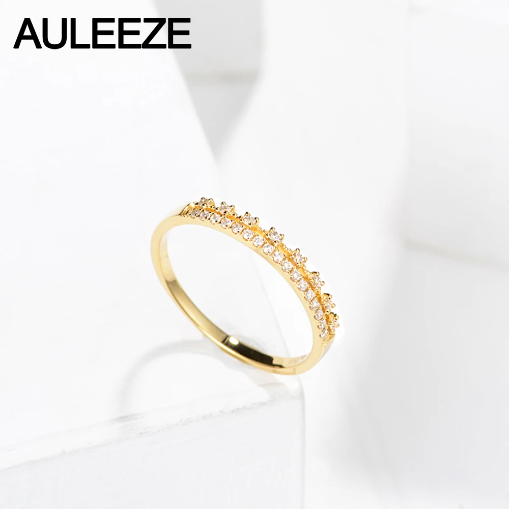 Женские обручальные кольца AULEEZE 0.17ctw с натуральным бриллиантом 18k 750 желтое золото