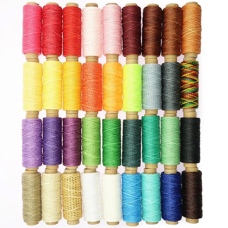 

Leather Sewing Wax Thread Hand Stitching Cord Craft DIY Leather Tools Knitting Craft Flat Waxed Line 36 Colors 1mm Width 150D50M