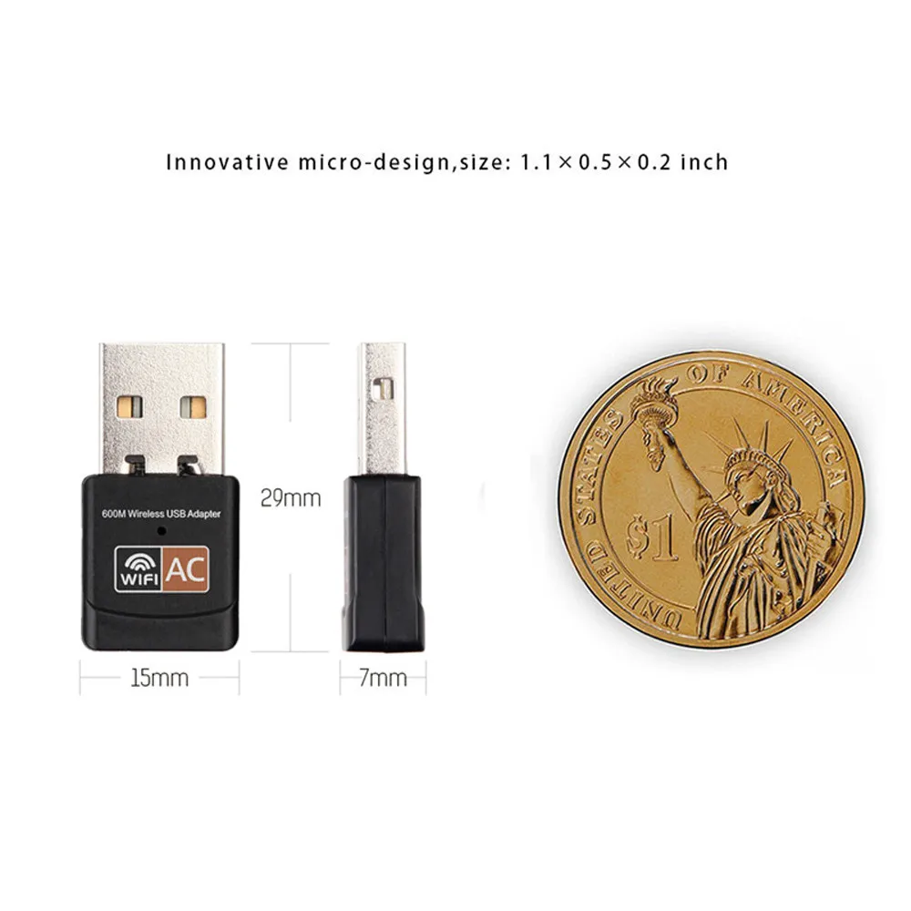 Del 600 Мбит/с двухдиапазонный 2 4/5 ГГц беспроводной USB WiFi сетевой адаптер LAN Карта