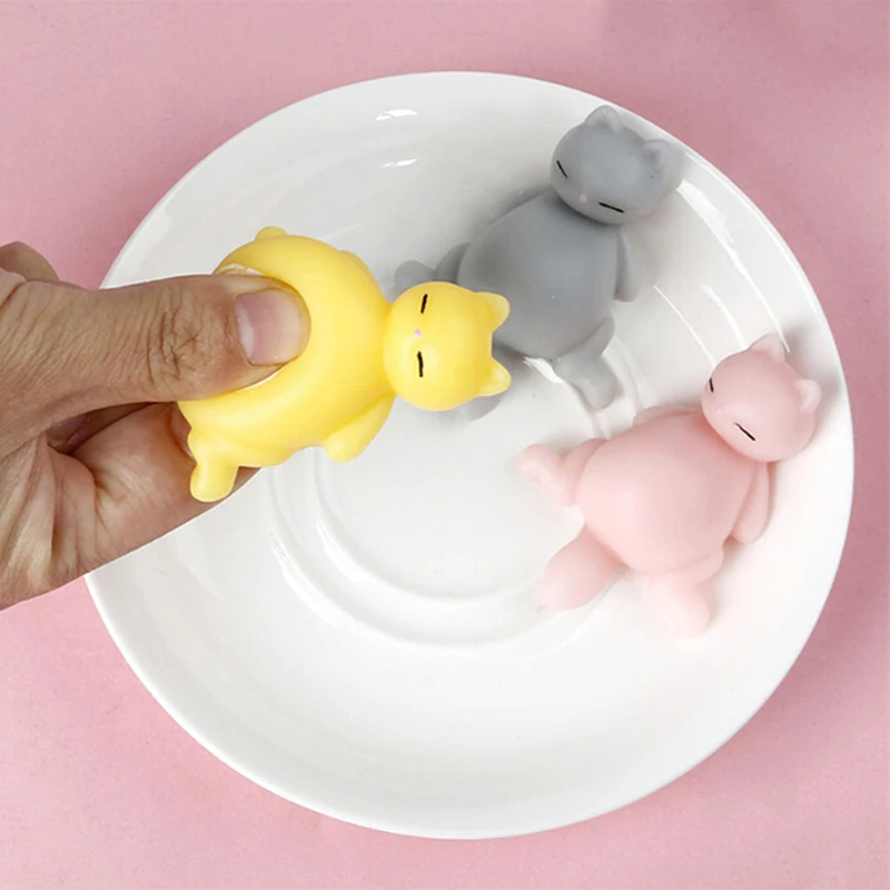 

Мини Смешные сжимаемые игрушки для снятия стресса сжимаемые мягкие милые цветные кошачьи антистрессовые мячики Mochi Abreact липкий рельеф устр...