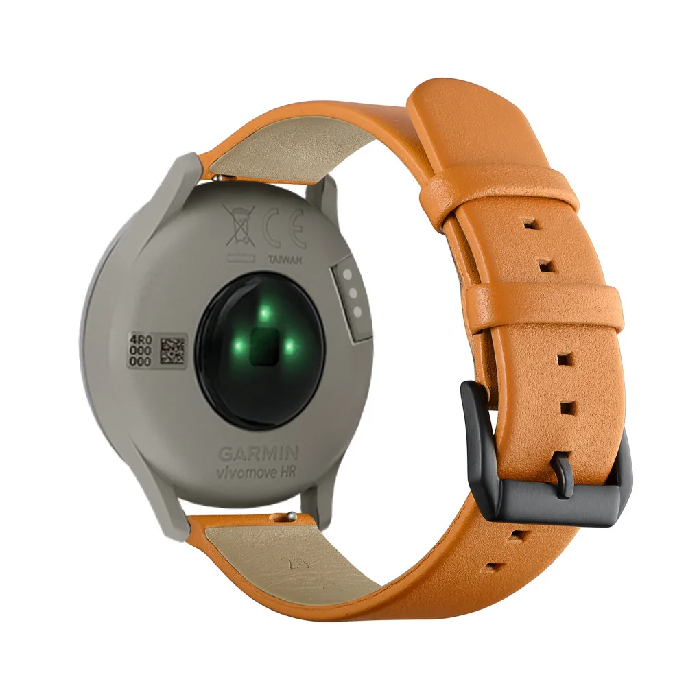 Brown 20 мм Универсальный кожаный ремешок для часов Garmin Vivoactive 3/3 музыка/Vivoactive 3 HR/Vivomove мужской/женский браслет - Цвет ремешка: Brown