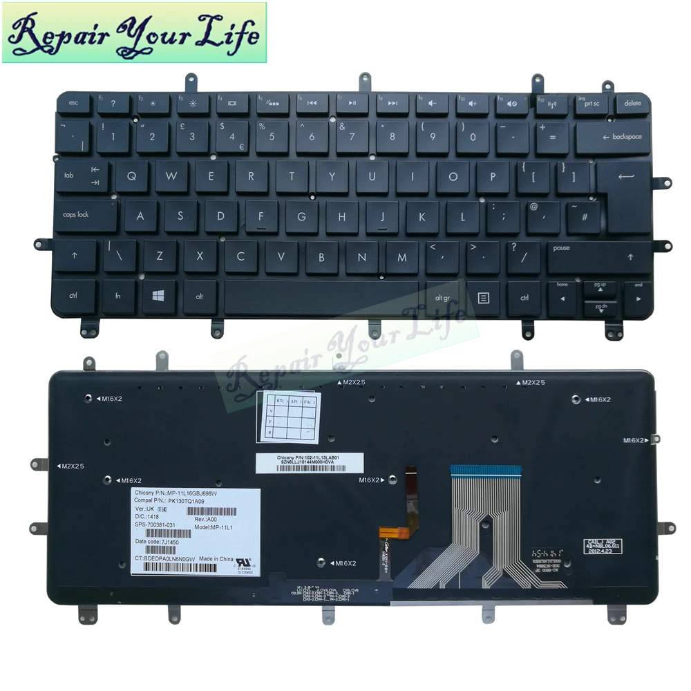 Laptop keyboard for HP FOR Envy 13-2000 SPECTRE XT PRO 13-B000 Spectre XT 13 UK backlit keyboard Original PK130TQ1A09