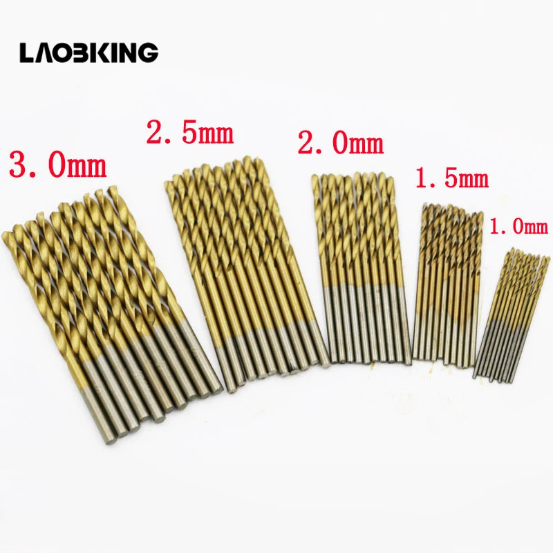 50 шт. сверла с титановым покрытием HSS высокоскоростные стальные набор