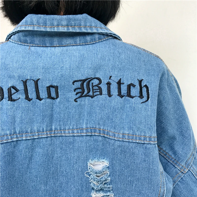 Новая мода Демисезонный Для женщин с длинными рукавами джинсовая куртка узор